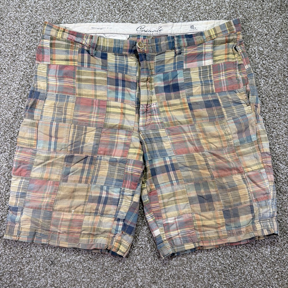 Vintage Madras Patchwork Shorts Straight Fit Size 40W Roundtree & Yorke